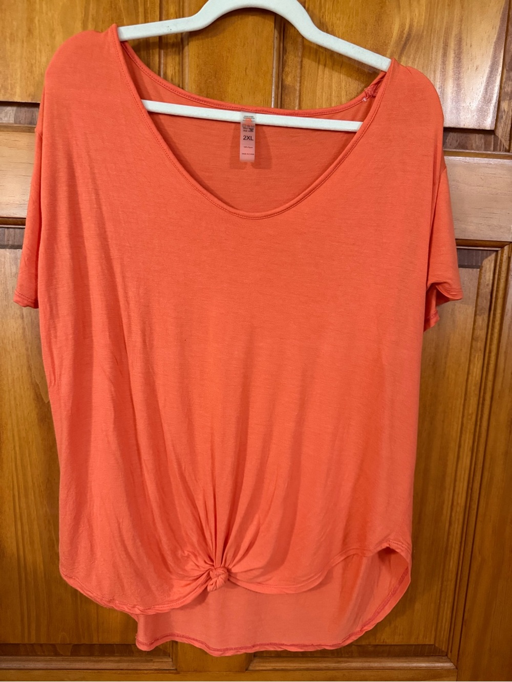 Mono B Coral Short Sleeve Knot Front Tee